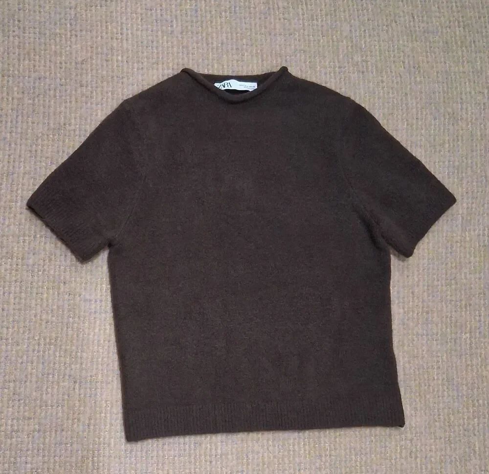 Zara womens small dark brown super soft boxy sweater wool alpaca